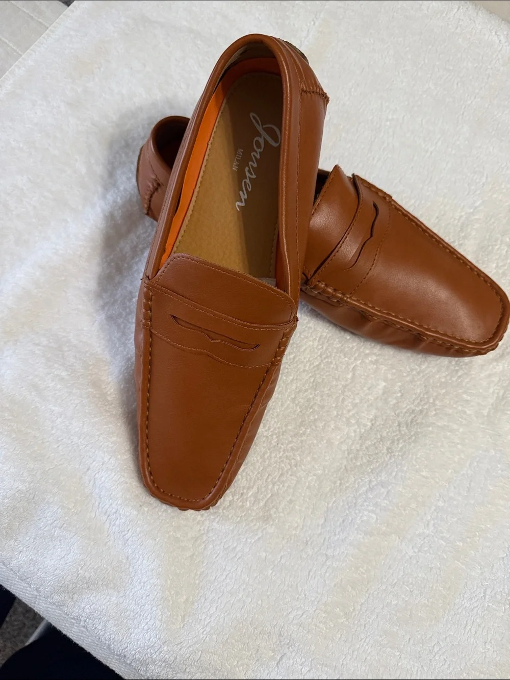 Men's Classic Cognac Leather Slip-On Loafers